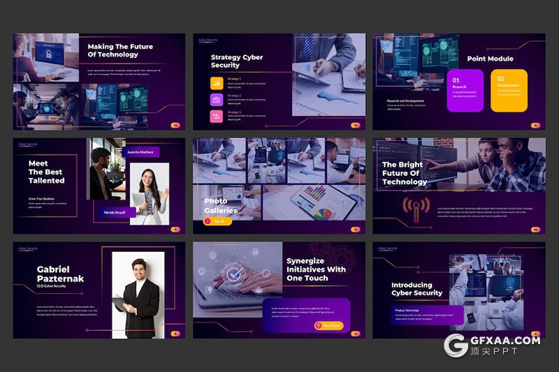 30页高端大气网络科技安全互联网公司介绍展示通用国外PPT模板 - 顶尖PPT