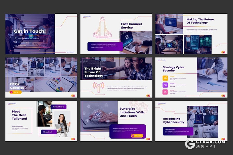 30页高端大气网络科技安全互联网公司介绍展示通用国外PPT模板 - 顶尖PPT