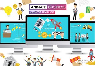 50页多色彩卡通商务图形图表数据分析keynote模板 - 顶尖PPT