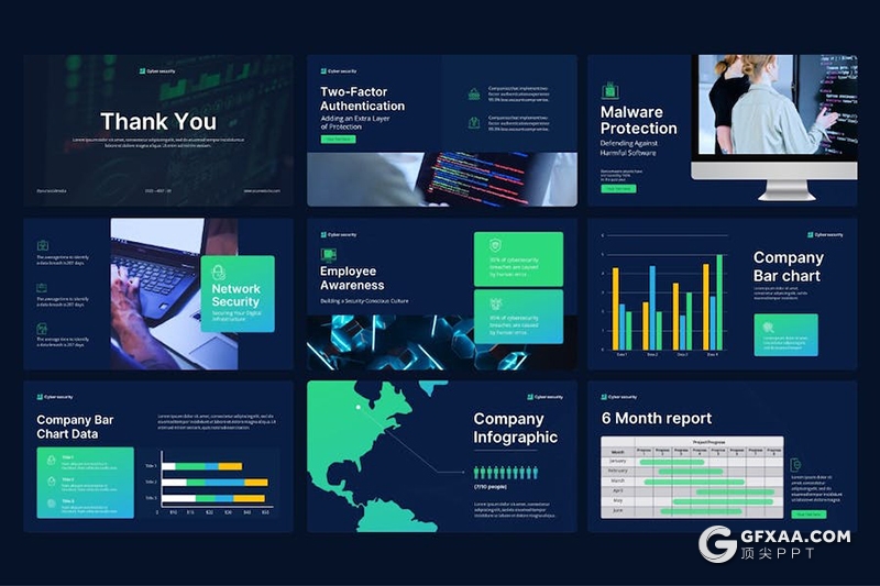23页网络安全互联网科技主题国外PPT模板 - 顶尖PPT