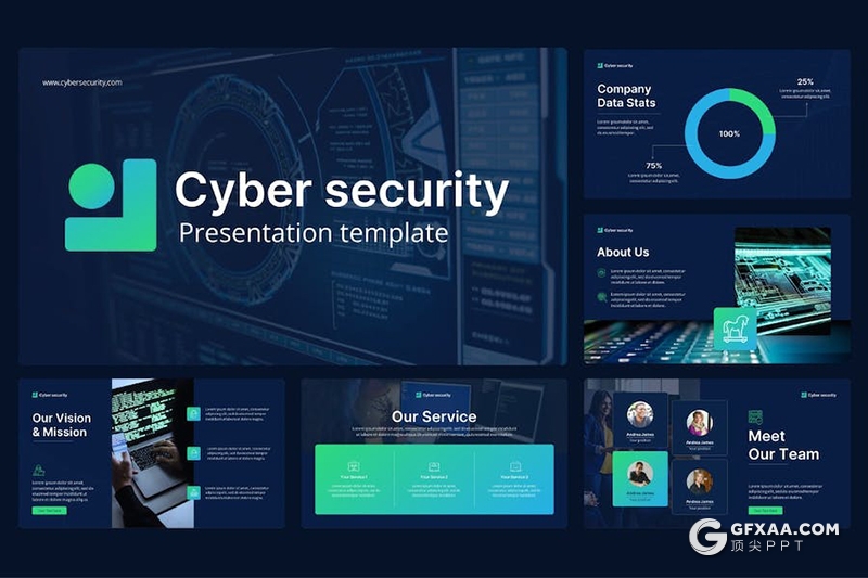 23页网络安全互联网科技主题国外PPT模板 - 顶尖PPT