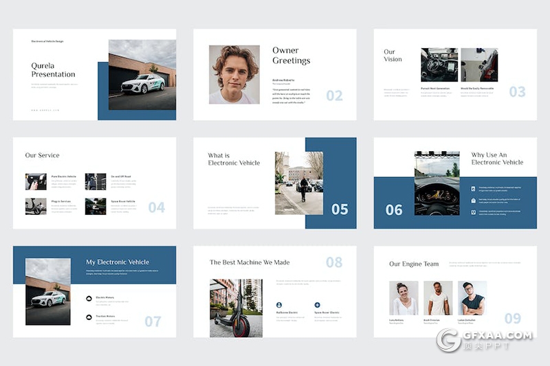 42页扁平化极简风格新能源电动汽车公司团队介绍国外keynote模板 - 顶尖PPT
