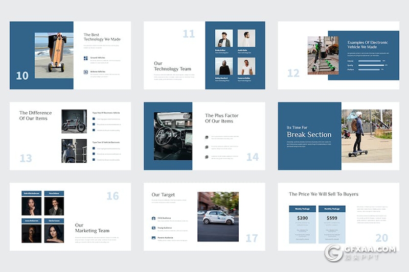 42页扁平化极简风格新能源电动汽车公司团队介绍国外keynote模板 - 顶尖PPT