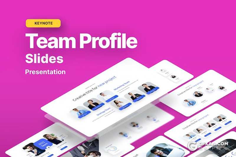 蓝色简约企业团队介绍展示商务多用途国外Keynote模板 - 顶尖PPT