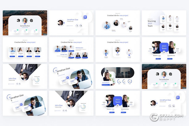 蓝色简约企业团队介绍展示商务多用途国外Keynote模板 - 顶尖PPT