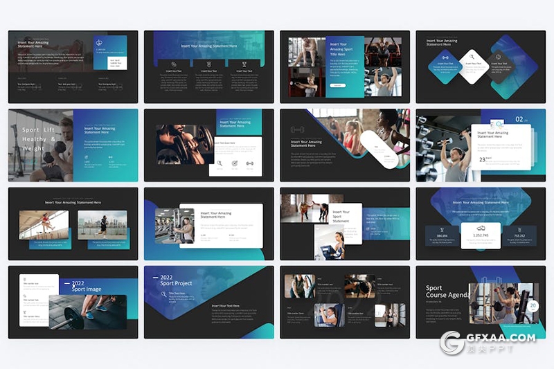 30页体育运动健身房健身运动展示通用国外PPT模板 - 顶尖PPT