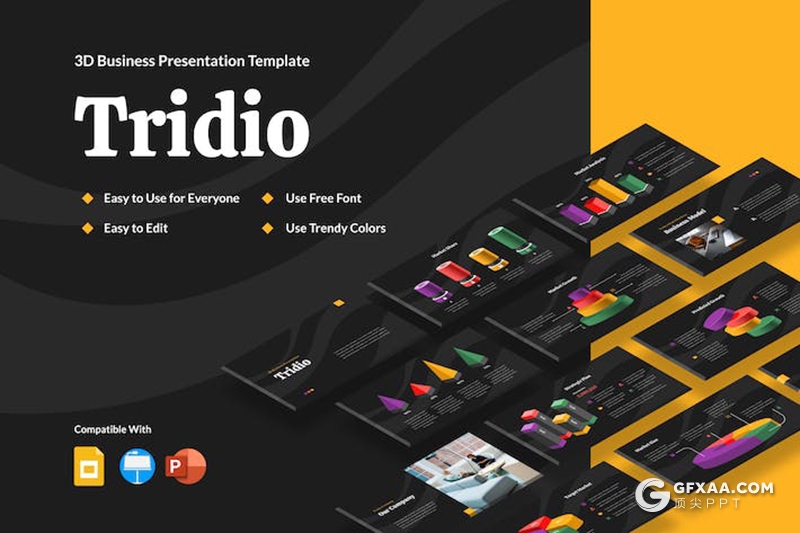 30页3D立体商信息图形GoogleSlides模板 - 顶尖PPT