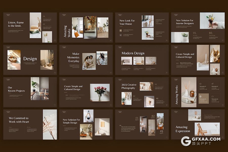 40页文艺风摄影图片展示产品介绍排版展示通用PPT模板 - 顶尖PPT