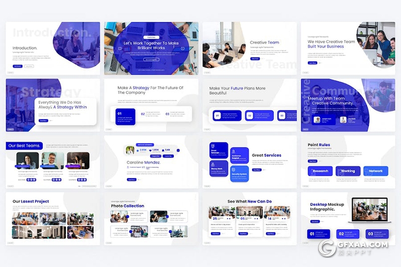 43页蓝色大气企业合作商业计划年计划总结汇报通用国外PPT模板 - 顶尖PPT