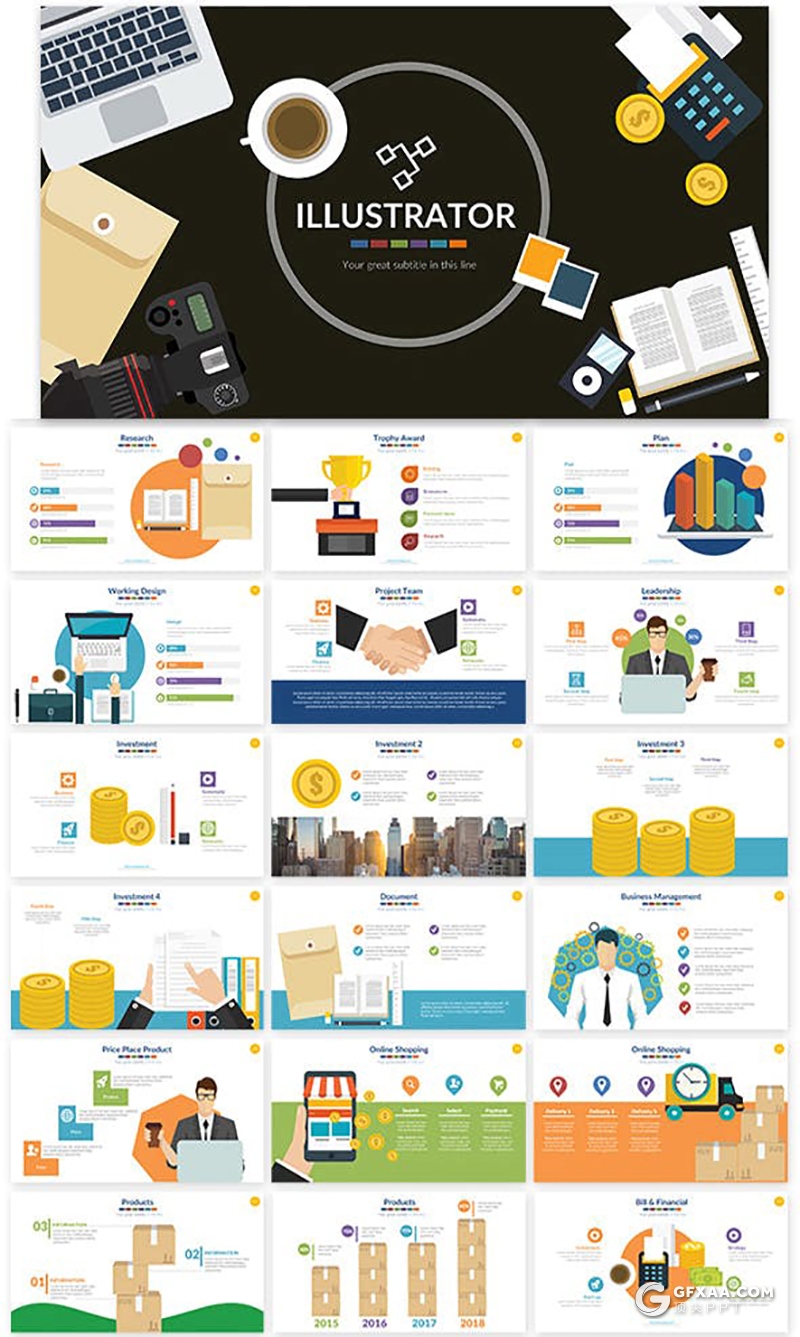 10套高品质多页数商业计划企业合作商务数据图形图表PPT模板 - 顶尖PPT