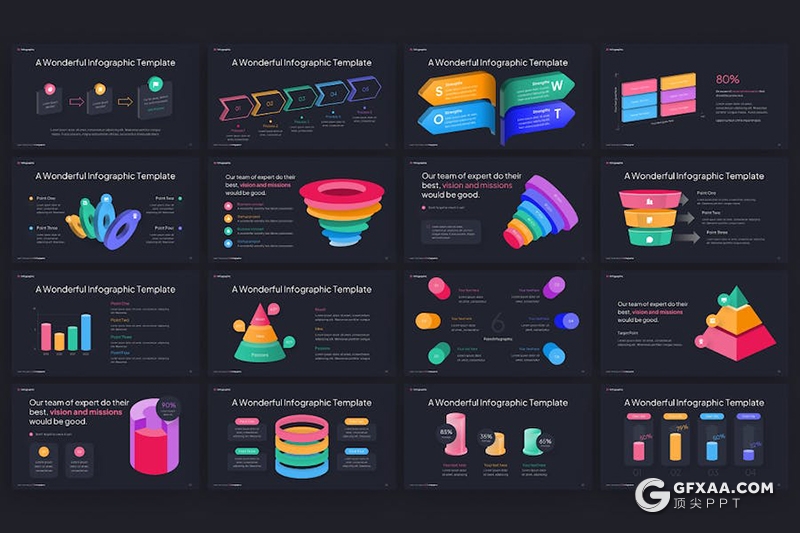 35页创意3D信息图表PPT模板 - 顶尖PPT