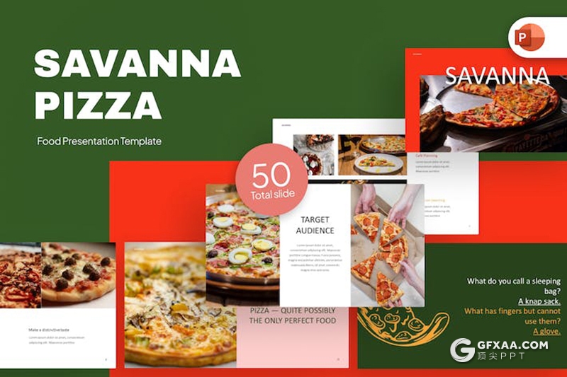50页披萨介绍展示食物宣传美食主题国外PPT模板 - 顶尖PPT