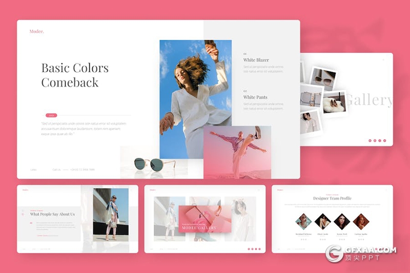 时尚杂志风模特摄影展示产品介绍主题国外keynote模板 - 顶尖PPT
