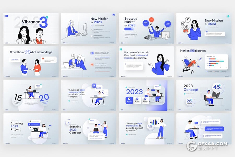 卡通商务人物业务展示年终工作总结汇报图片信息图表keynote模板 - 顶尖PPT