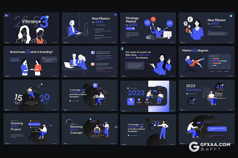 卡通商务人物业务展示年终工作总结汇报图片信息图表keynote模板 - 顶尖PPT