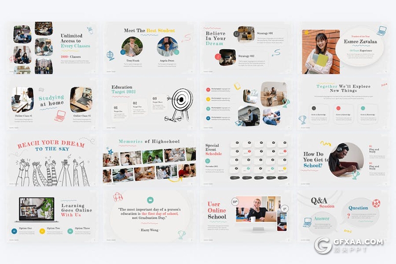 47页涂鸦手绘风教育数据分析总结教育主题国外PPT模板 - 顶尖PPT