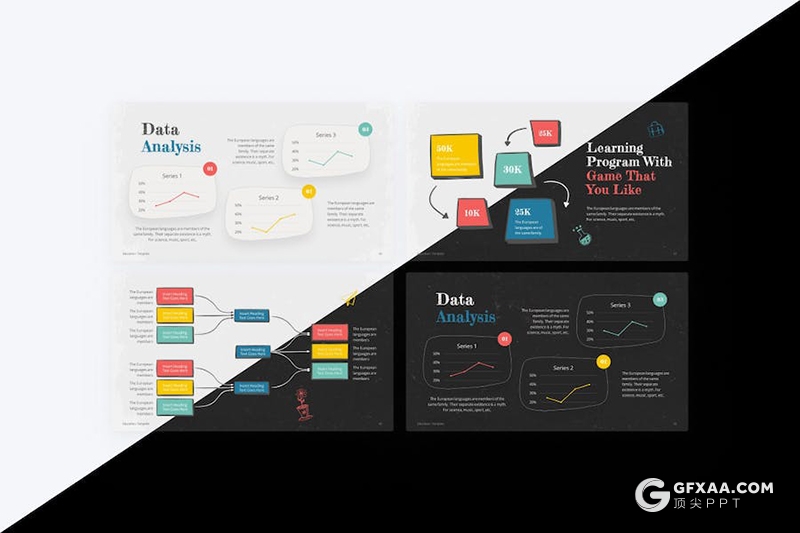 47页涂鸦手绘风教育数据分析总结教育主题国外PPT模板 - 顶尖PPT