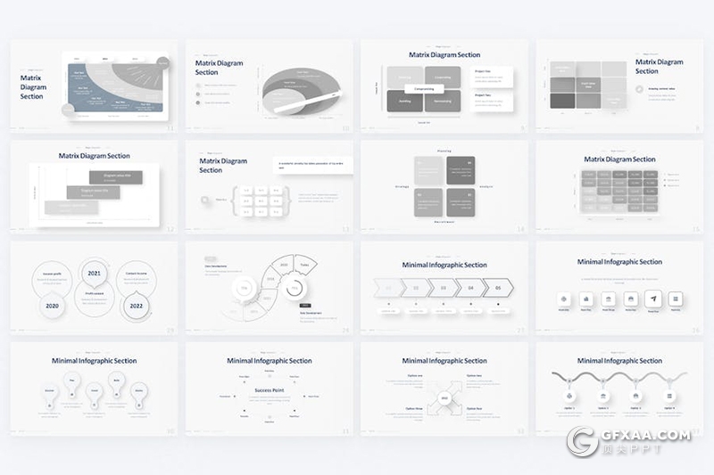 34页灰色箭头数据分析时间线信息图PPT模板 - 顶尖PPT