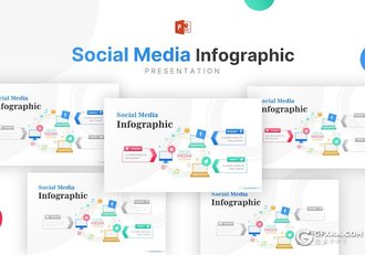 社交媒体信息图笔记本电脑插图PPT模板 - 顶尖PPT