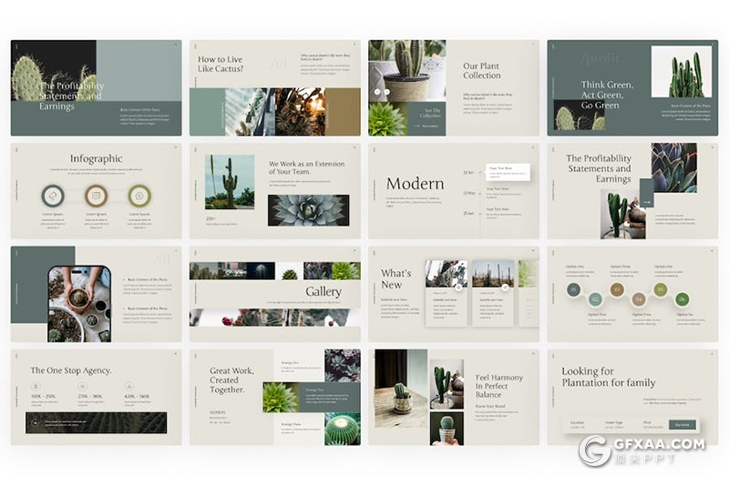 60页绿色植物图片展示绿植种植植物毕业论文国外PPT模板 - 顶尖PPT