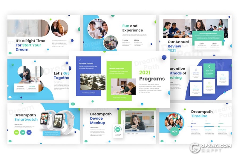 32页梦想之路教育主题国外PPT模板 - 顶尖PPT