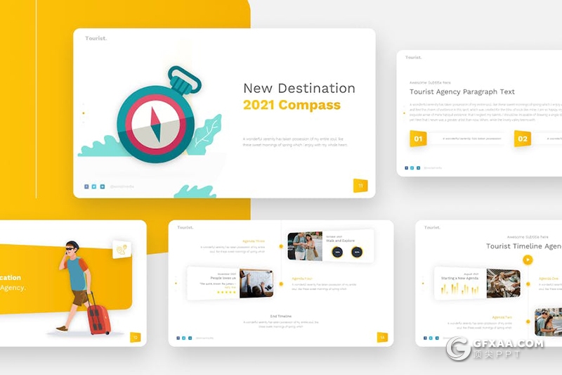 27页旅游旅行社户外露营旅游主题国外PPT模板 - 顶尖PPT