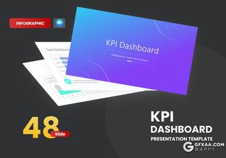 48页渐变KPI仪表板条形点线数据财务数据分析图形图表eynote模板 - 顶尖PPT