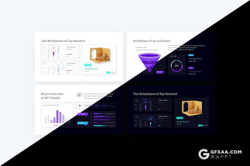 48页渐变KPI仪表板条形点线数据财务数据分析图形图表eynote模板 - 顶尖PPT
