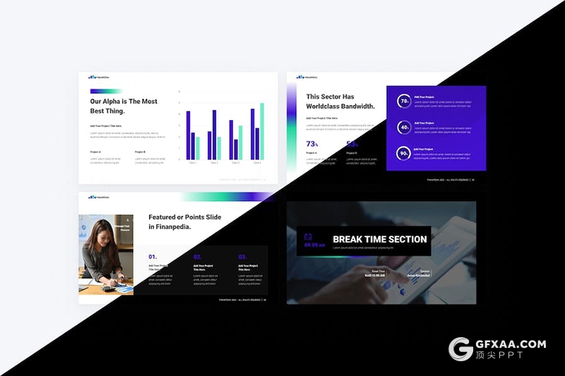 67页商业计划企业合作营销策划金融行业数据分析国外PPT模板11种配配色 - 顶尖PPT