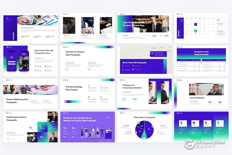 67页商业计划企业合作营销策划金融行业数据分析国外PPT模板11种配配色 - 顶尖PPT