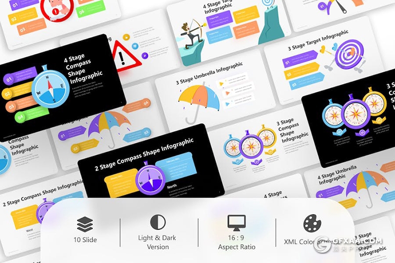 10页阶段商务信息图表PPT模板 - 顶尖PPT