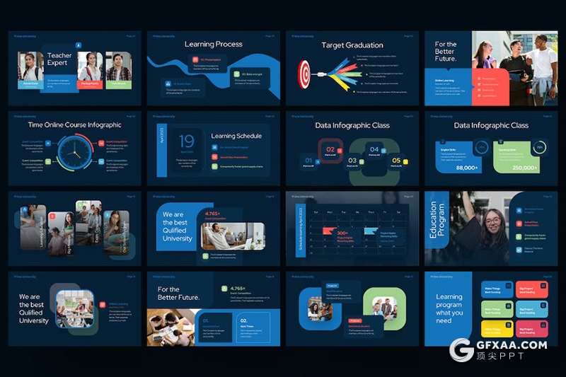 45页大学教育培训教育宣传培训大学生活展示国外keynote模板 - 顶尖PPT