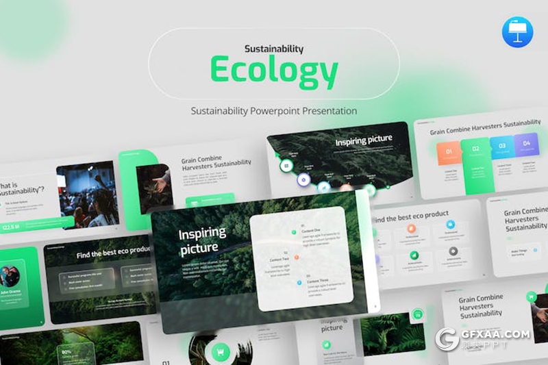 45页可持续发展生态环境绿化保护主题keynote模板 - 顶尖PPT