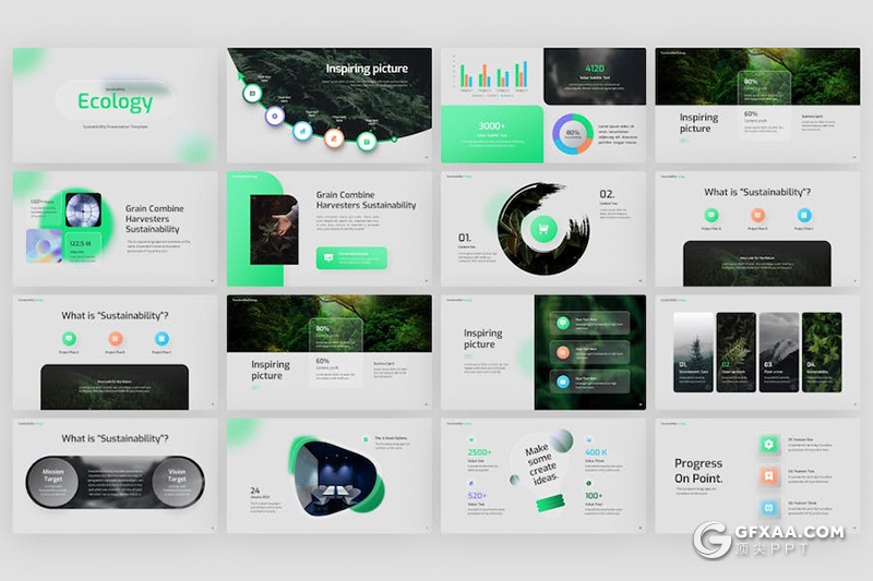 45页可持续发展生态环境绿化保护主题keynote模板 - 顶尖PPT