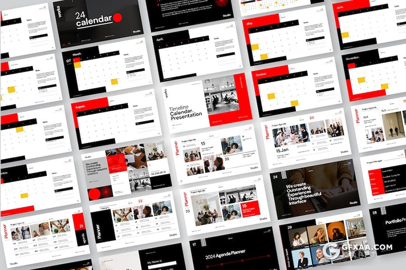 30页大气商业策划计划书工作排期规划日历农历PPT模板 - 顶尖PPT