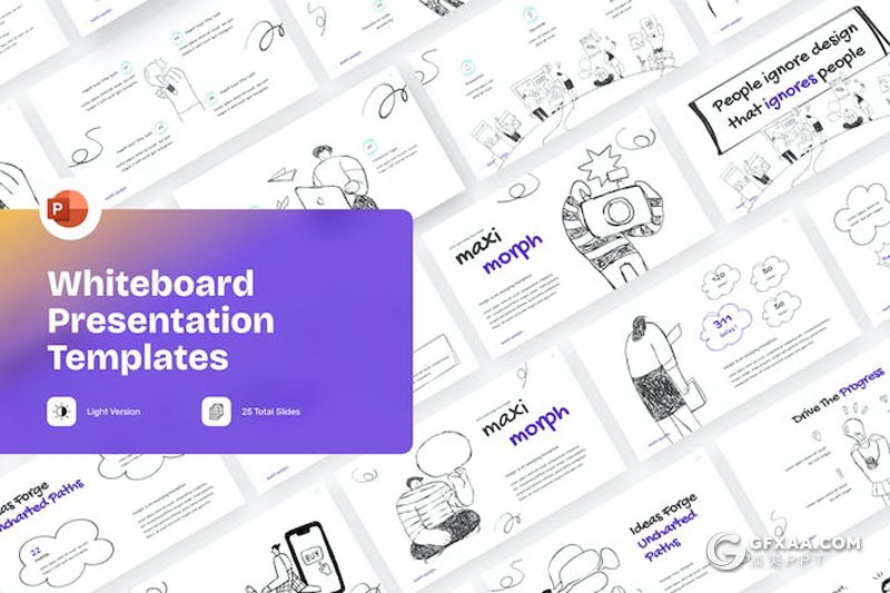 25页卡通手绘涂鸦风格商业人物插画国外PPT模板 - 顶尖PPT