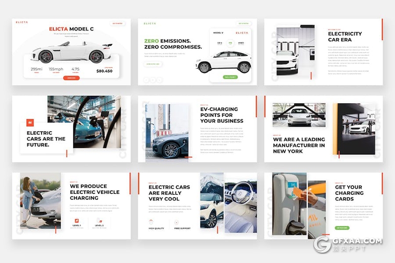 41页大气新能源电动汽车产品展示介绍产品发布国外PPT模板 - 顶尖PPT