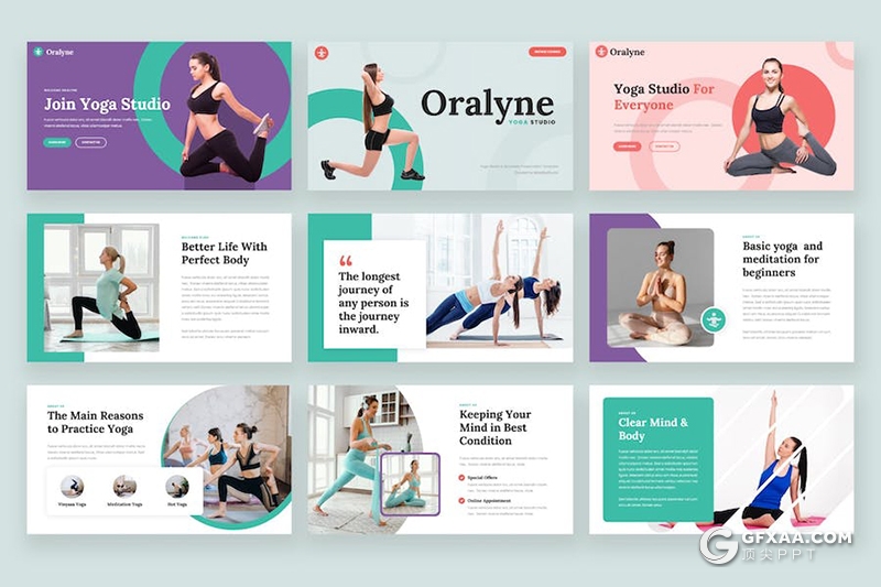 41页瑜伽培训教学机构介绍宣传瑜伽运动介绍展示国外keynote模板 - 顶尖PPT