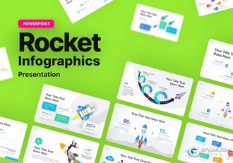 20页火箭发射人物插画时间轴图形图表PPT模板 - 顶尖PPT