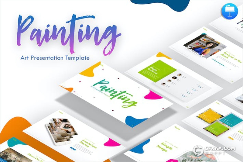 卡通儿童绘画艺术教育培训色彩感知绘画主题国外keynote模板 - 顶尖PPT