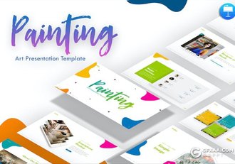 卡通儿童绘画艺术教育培训色彩感知绘画主题国外keynote模板 - 顶尖PPT