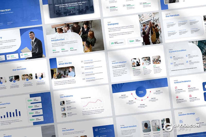 蓝色业务展示市场战略合作计划总结商务主题国外keynote模板 - 顶尖PPT