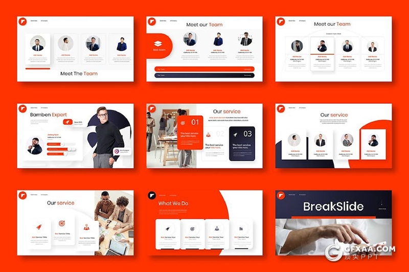 红色大气商务风企业团队展示年终总结计划合作多用途国外keynote模板 - 顶尖PPT