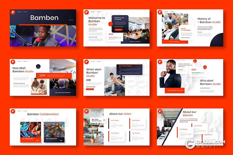 红色大气商务风企业团队展示年终总结计划合作多用途国外keynote模板 - 顶尖PPT