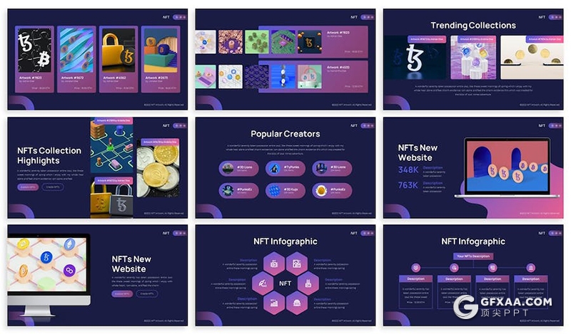 虚拟AI数字艺术芯片人工智能科技主题国外keynote模板6种配色2款尺寸 - 顶尖PPT