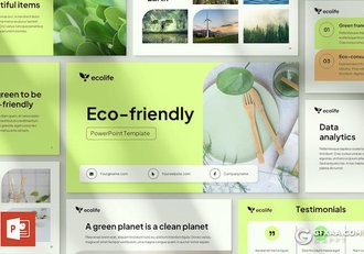 51页极简小清新绿色环保环境宣传展示主题国外PPT模板 - 顶尖PPT