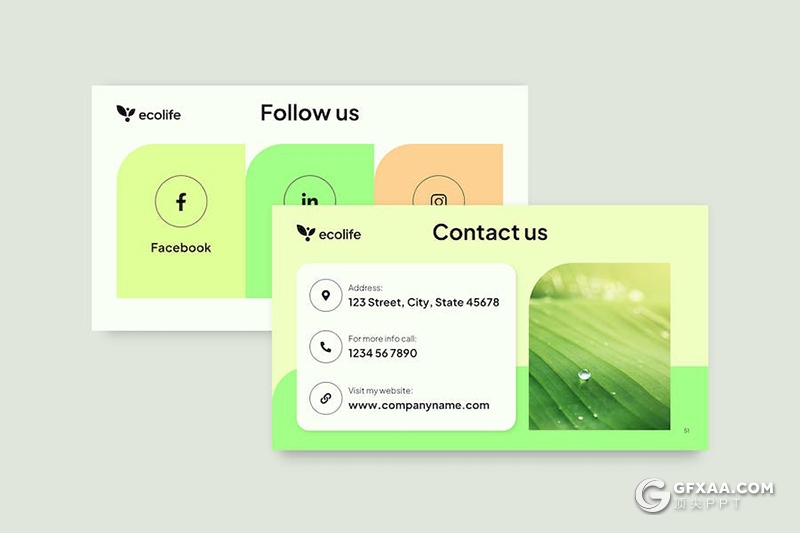 51页极简小清新绿色环保环境宣传展示主题国外PPT模板 - 顶尖PPT