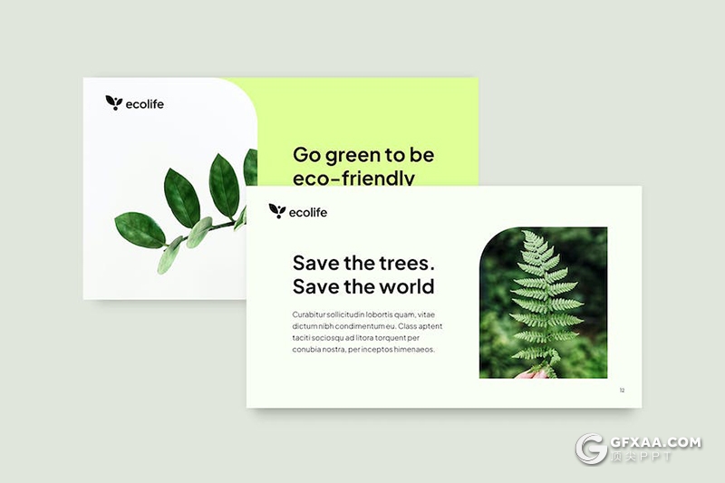 51页极简小清新绿色环保环境宣传展示主题国外PPT模板 - 顶尖PPT
