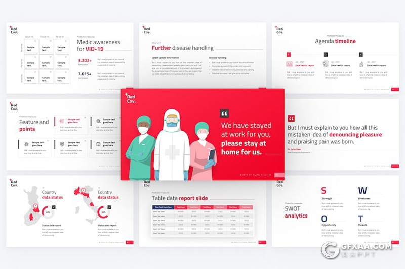 抗击新冠肺炎防护医疗医学研究主题国外keynote模板11种配色 - 顶尖PPT