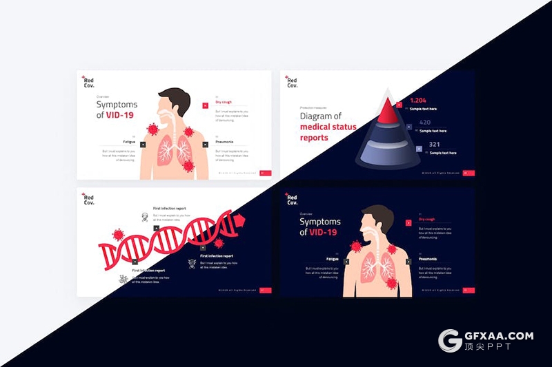 抗击新冠肺炎防护医疗医学研究主题国外keynote模板11种配色 - 顶尖PPT